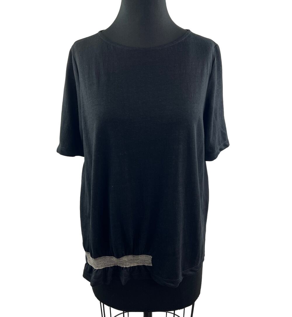 Fabiana Filippi Black Silk Blend Top Short Sleeves Round Neckline Size IT 40 XS